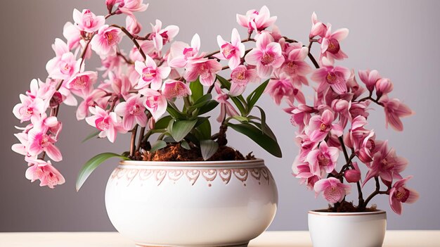 Foto aerangis orchideeën plant op een pot op witte achtergrond