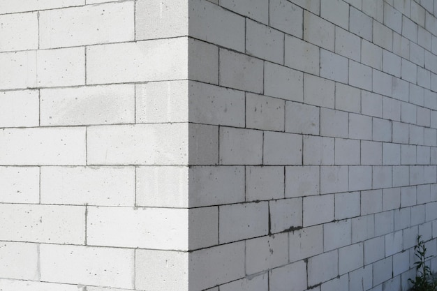 Aerated Concrete Unfinished house wall made from aerated autoclaved concrete blocks