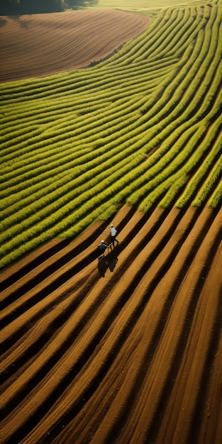 Foto abstrazioni aeree che catturano momenti candidi nei terreni agricoli