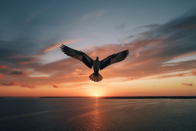 写真 地平線に対する鳥の空中アクロバティクス