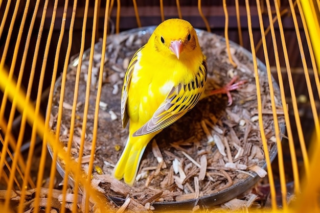 Aerial Aviary Bird'sEye View of a Bird Cage Containing a Cozy Companion