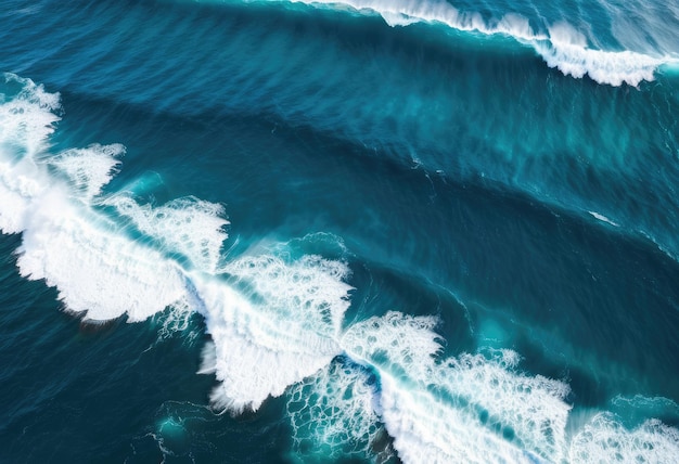 Aerial backdrop of a vast ocean with waves crashing