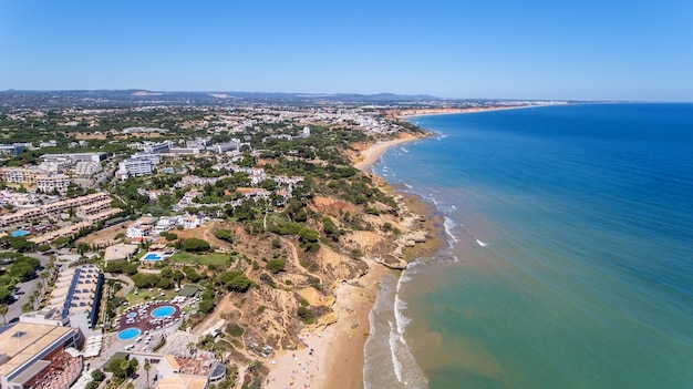 Aerial. Beach at Olhos de Agua in Portugal.