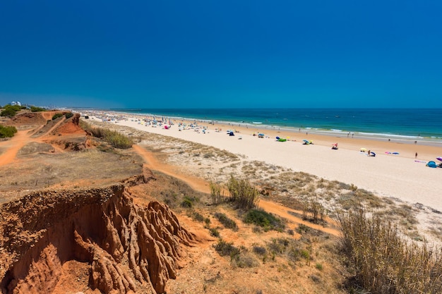 Aerial beach view of vilamoura and praia de falesia algarve portugal