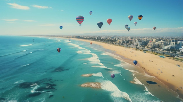 Aerial beautiful shot of KITE BEACH in Dubai