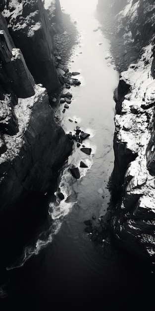 Aerial Black And White Photography Of Karst And Water At Rocky Beach