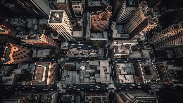 Aerial city photography generated ai image