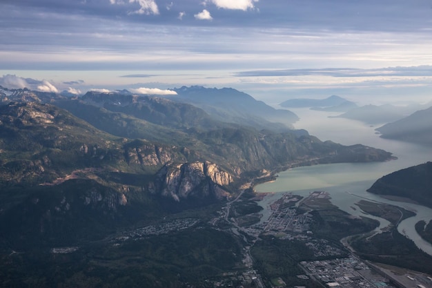 Aerial city view of Squamish BC Canada