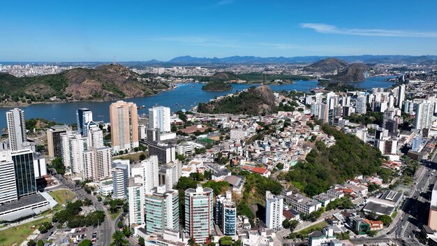 Photo aerial cityscape of downtown vitoria espirito santo brazil