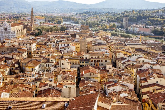 Foto paesaggio urbano aereo della città di firenze italia