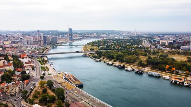 Vista aerea del drone di belgrado in serbia