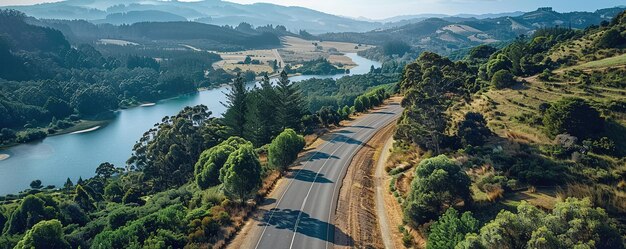 Aerial drone view of the famous Black Spur Drive