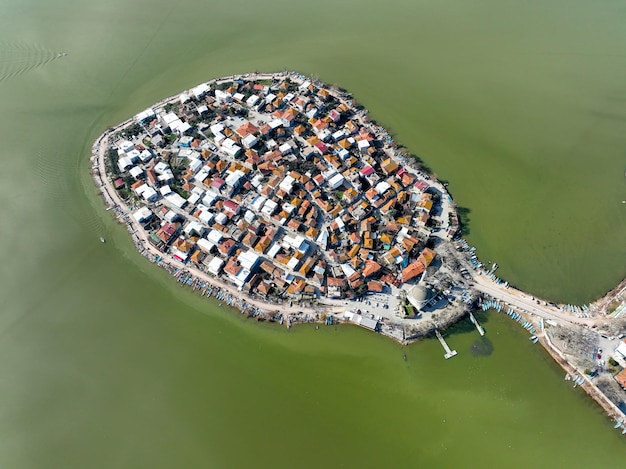 Aerial drone view of Gölyazı Peninsula in Bursa - Turkey