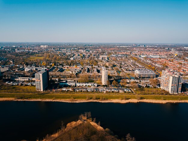 Aerial drone view of the 'sHertogenbosch city Noord Brabant the Netherlands