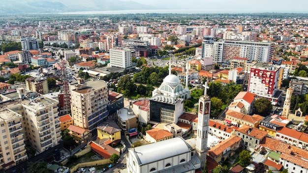 Aerial drone view of Tirana Albania