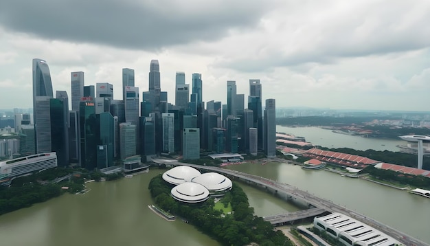 Aerial footage of skyscrapers