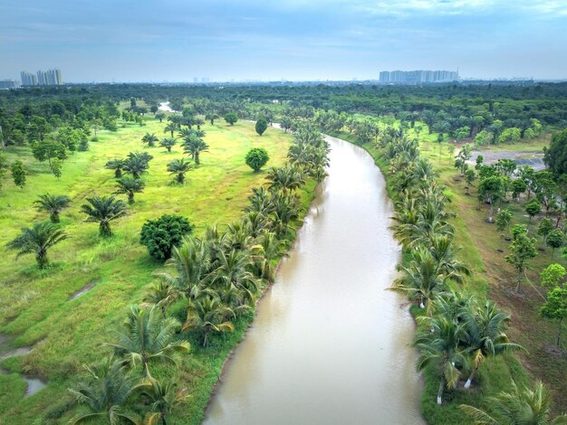 Aerial footage of water channel photo