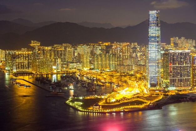 Photo aerial hong kong night