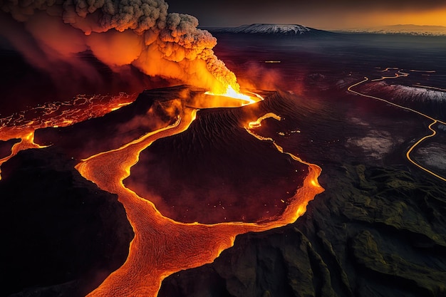 2014 年の Bardarbunga 噴火時のアイスランド中央高地の航空写真