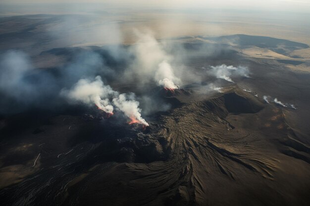 Aerial image of the icelandic central highlands during the 2014 bardarbunga eruption