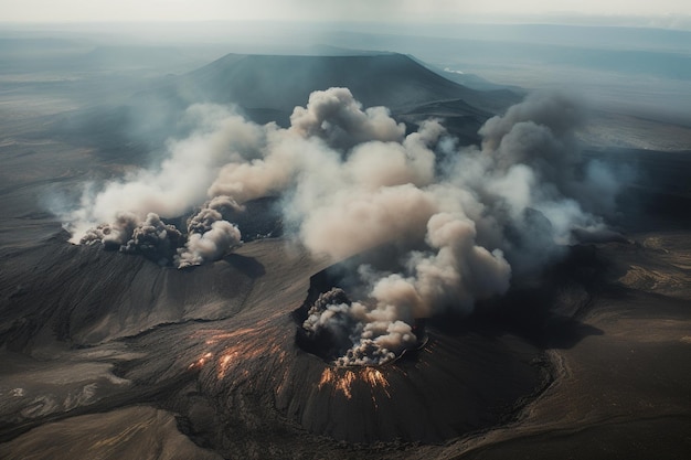 Photo aerial image of the icelandic central highlands during the 2014 bardarbunga eruption