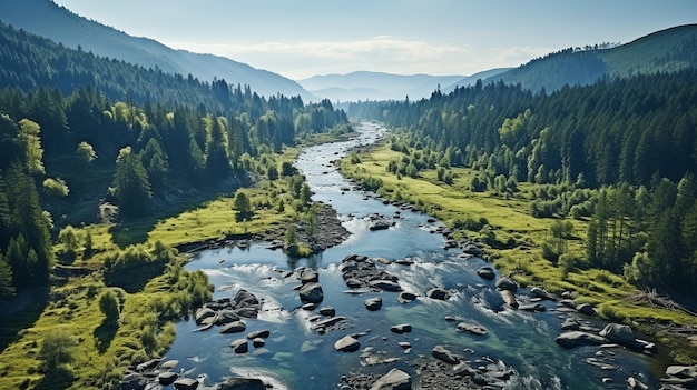 Воздушное изображение реки в джунглях