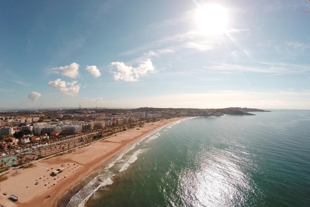 Aerial image of sea landscape beach in the mediterranean sea