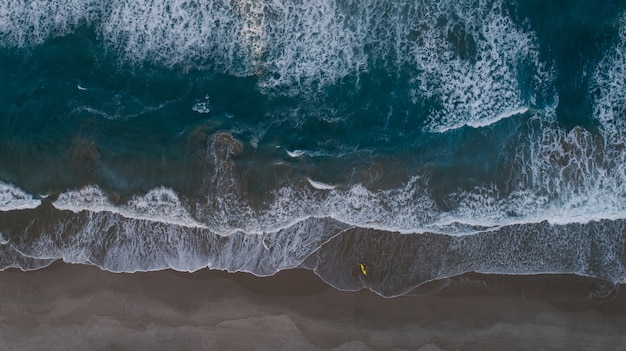 Aerial kayak in the beach