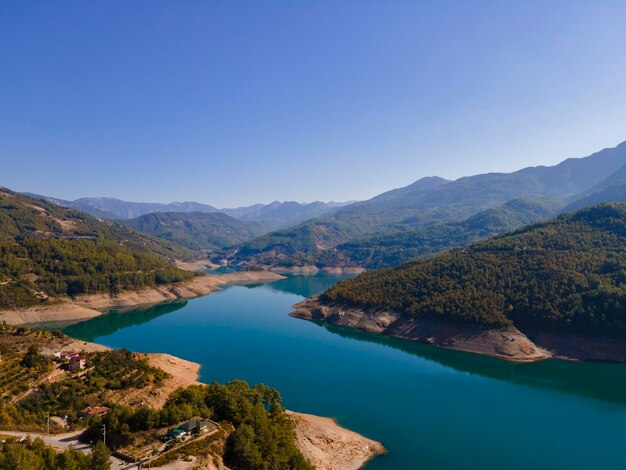 aerial lake and nature wonderful view