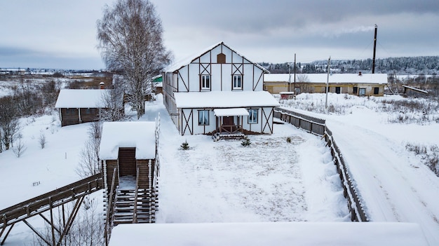 Aerial landscape, area of Veliky Ustyug is a town in Vologda Oblast, Russia