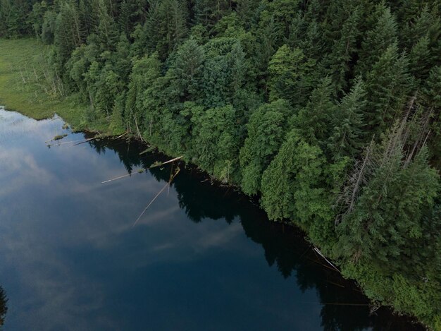 Aerial Landscape of Brohm Lake during sunset