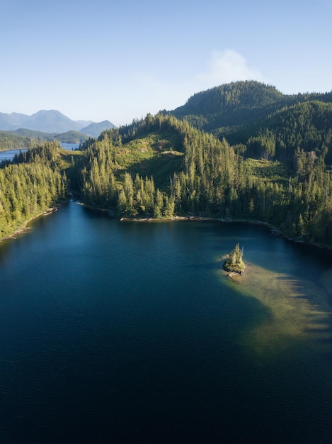 Aerial landscape view of Alice Lake