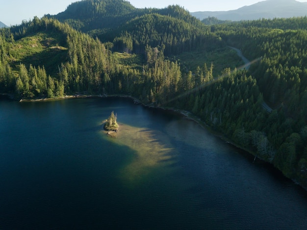 Aerial landscape view of Alice Lake