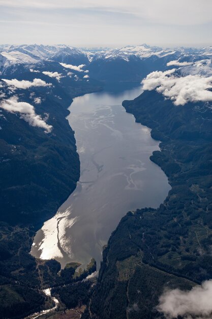 Aerial landscape view of the mountains Canadian Nature Background