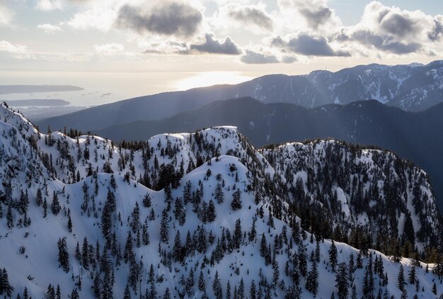 Aerial landscape view of Mt Seymour Provincial Park