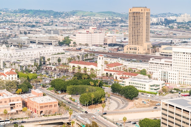 Aerial Los Angeles downtown