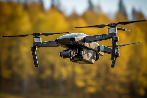 Aerial maestro quadcopter drone soaring high in the expansive sky