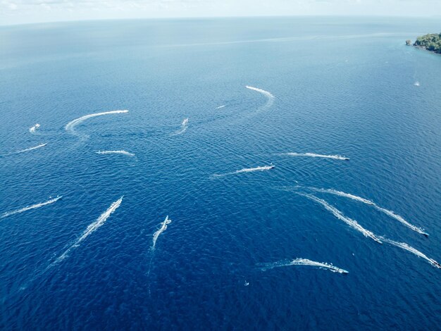 Aerial Maluku fishermen who are looking for fish