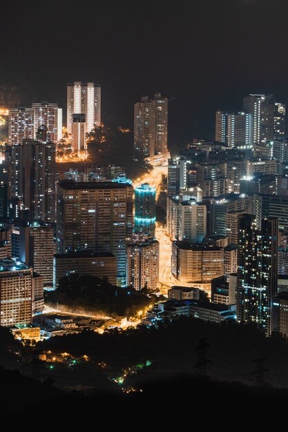 Aerial mesmerizing shot of the cityscape at the night