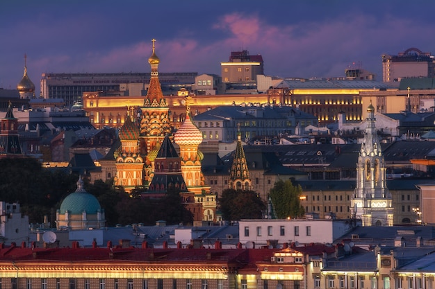 aerial moscow evening