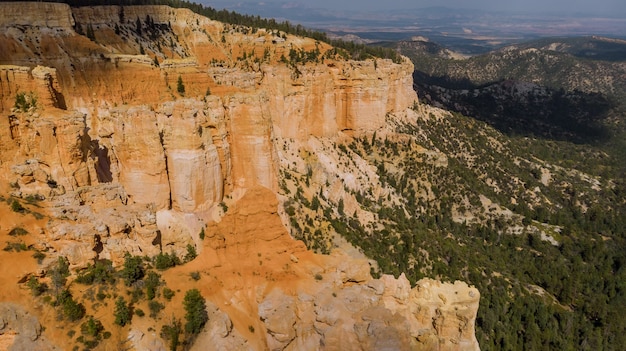 Aerial of mountains in Zion National Park, green canyon landscape scenic nature of Utah