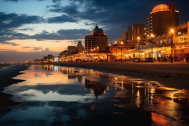 Photo aerial panorama of atlantic city along the boardwalk