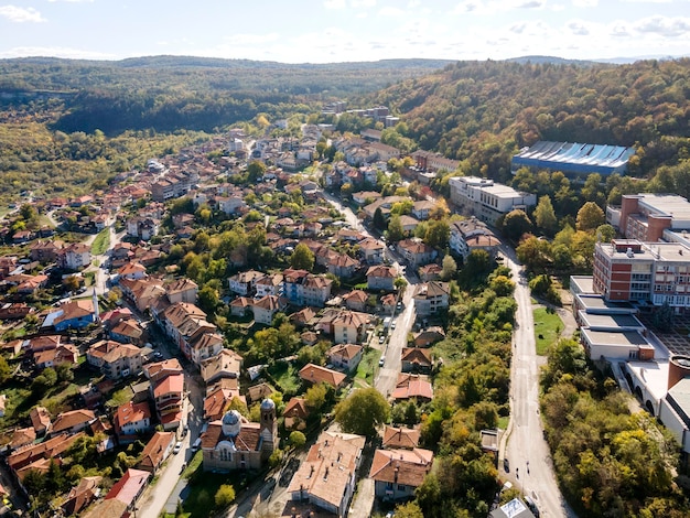 Aerial panorama of city of Veliko Tarnovo Bulgaria