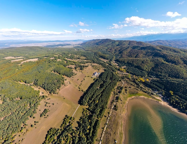 Aerial panorama of Iskar Reservoir Bulgaria