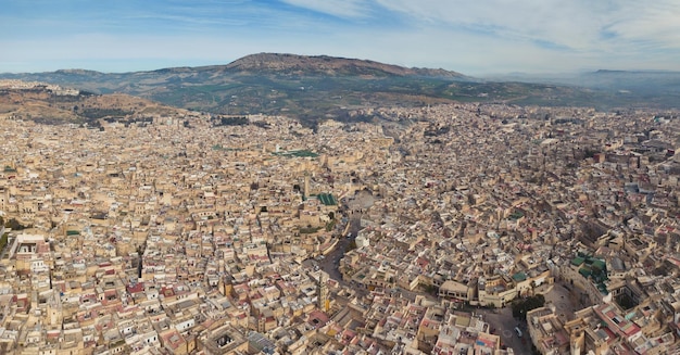 Aerial panorama of Medina in Fes Morocco