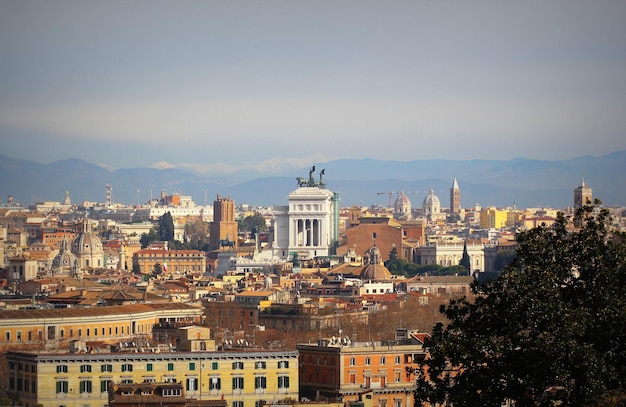 Aerial panorama of Rome Italy