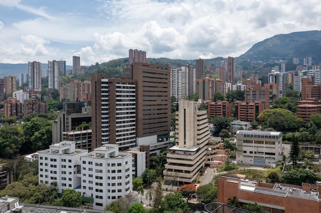 Aerial panoramic landscape view of the city of Bogota Colombia