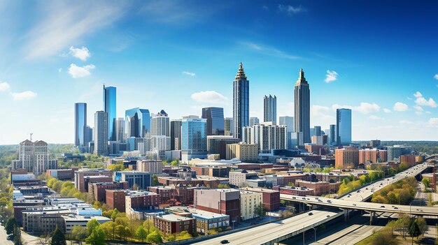 Photo aerial panoramic photo of downtown atlanta skyline