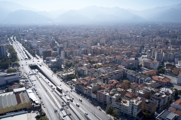 Aerial panoramic view of denizli town turkey