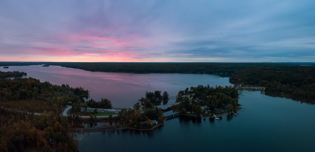 Aerial Panoramic view of Moira Lake